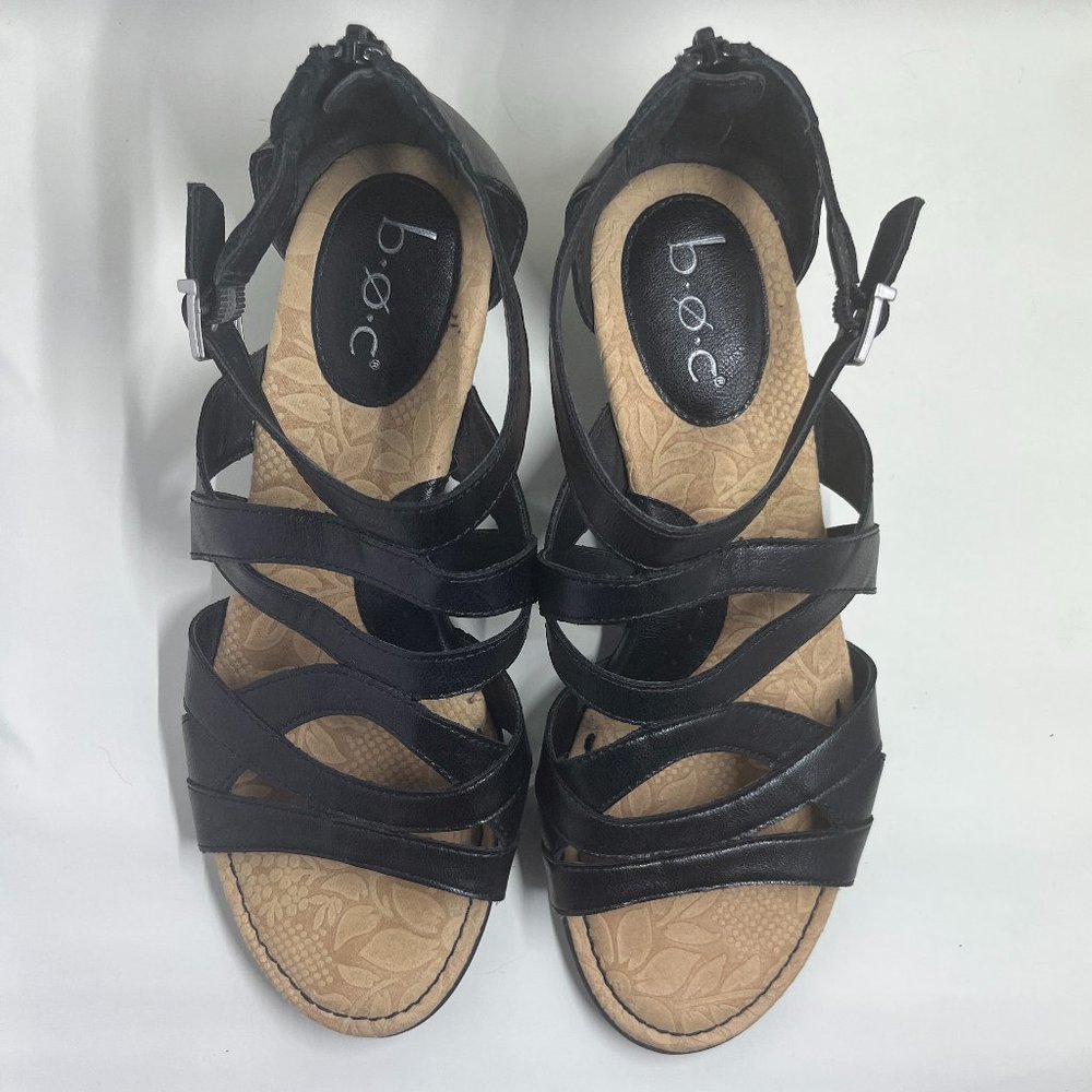 Boc Black Gladiator Wedge Sandal Size 9